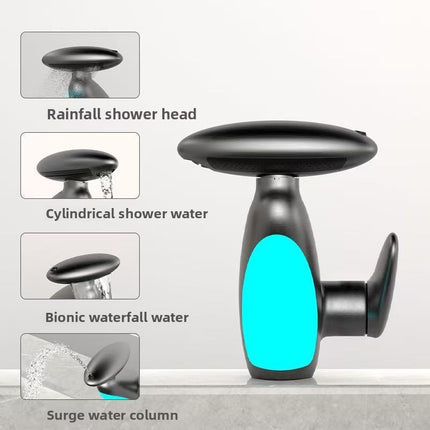 Modern LED Bathroom Sink Mixer Tap 4 Spray Modes Hot and Cold Water Zinc Alloy Build