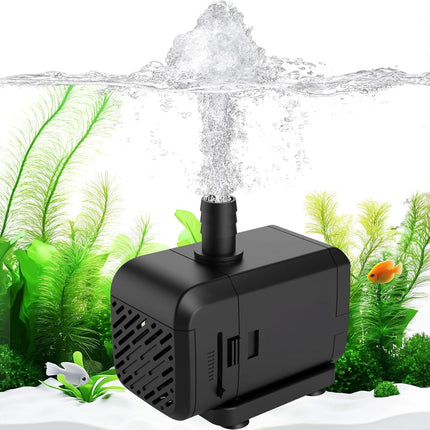 6W Aquarium Water Pump Adjustable Flow Ultra Quiet Submersible Fountain for Fish Tanks