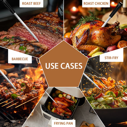 Smart Wireless BBQ Meat Thermometer with Wooden Charging Base Rechargeable Probe