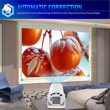 Portable Smart Projector 720p HD 150 Inch Display WiFi6 Auto Keystone White