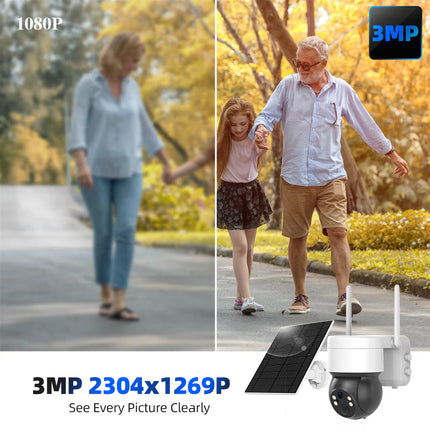 Smart Solar-Powered Outdoor Surveillance Camera with Pan & Tilt, Full-Color Night View and Voice Talk