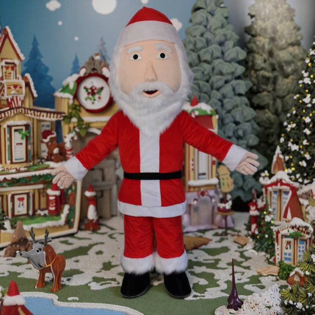 Cartoon Santa Mascot Outfit for Adults Soft EVA Plush Holiday Character Suit