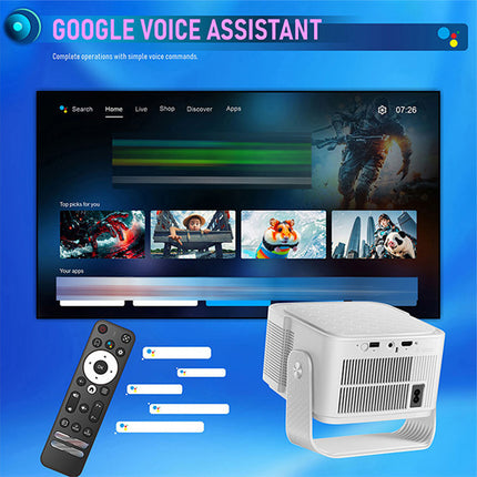 Full HD Smart Projector 1080P Auto Focus Bluetooth Remote 550 ANSI Lumens White