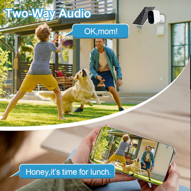 Smart Solar Surveillance Camera 3MP with AI Motion Alerts, Full-Color Night View, Weatherproof Design