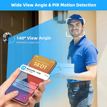 Smart WiFi Peephole Camera with 4.3” Screen, Motion Alerts & High-Capacity Battery