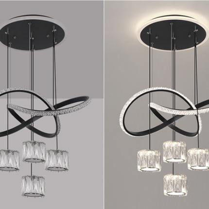 Luxury Gold Crystal Pendant Ceiling Light Modern Aluminum Frame Dining Room Interior Lamp