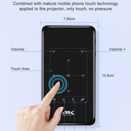 Portable Projector 65 Lumens, Auto Keystone, 5000mAh Battery