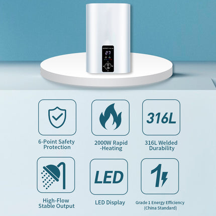 Digital Electric Hot Water Tank 50L Wall Mounted with Precise Temperature Control
