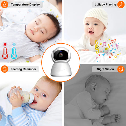 Wireless 2.4GHz Baby Camera Monitor with 13H Battery, Lullabies & Cry Alert