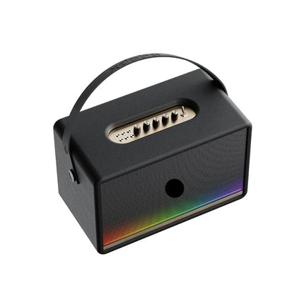 High-Power Portable Bluetooth Speaker System with Dual Wireless Mics, RGB Lights & Water-Resistant Body