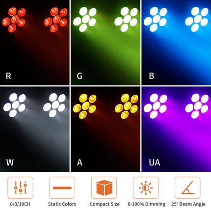 Portable Rechargeable 50W RGBWA UV Wireless DMX LED Par Stage Light Remote Sound App Control