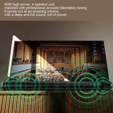 80W Portable Bluetooth 5.3 Soundbar with Built-In Microphone, HDMI ARC, Optical & AUX Connectivity