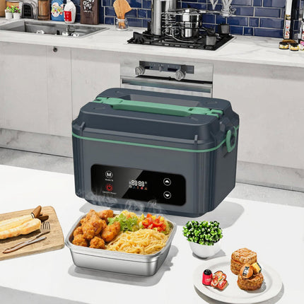 Portable Rechargeable Electric Lunch Box – 1200ml Stainless Steel Container, 100W Fast Warming, Cordless & Travel-Friendly