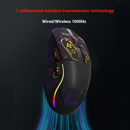 Ultra-Light 1K Optical Gaming Mouse with RGB Backlight, Dual Mode Wired & 2.4GHz Wireless Connectivity