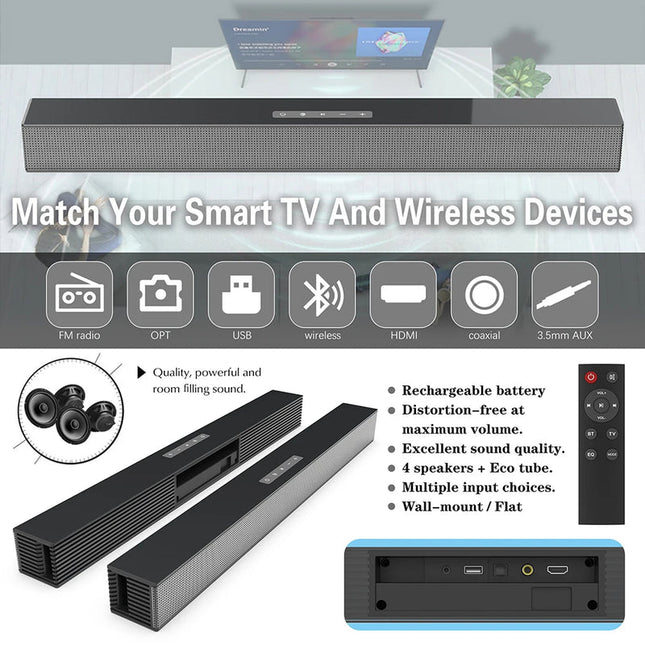 20W Bluetooth Soundbar Speaker for TV, PC & Home Entertainment System