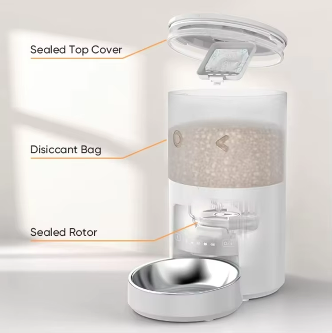WiFi Smart Automatic Pet Feeder 4L with Stainless Steel Bowl & App-Controlled Scheduled Feeding