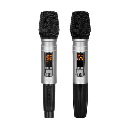 Dual Wireless Handheld Condenser Microphones with UHF Receiver for Singing, Speaking and Events