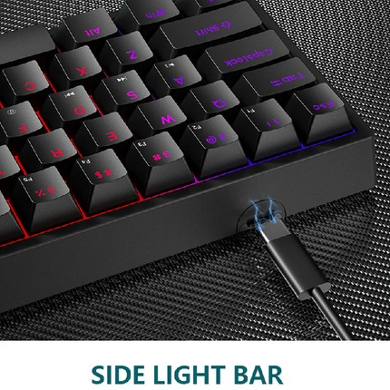 Portable 61-Key RGB Mechanical Gaming Keyboard USB-C Wired Compact Layout with Hot-Swappable Switches
