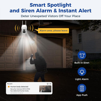 Solar Powered 4G Camera 4MP HD AI Motion Detection Color Night Vision Cloud & TF Storage
