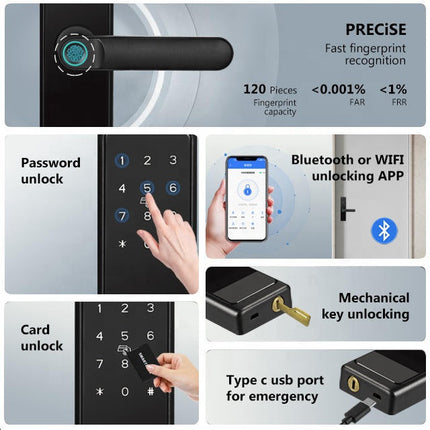 WiFi Fingerprint Smart Door Lock with Touchscreen, App & Password Access