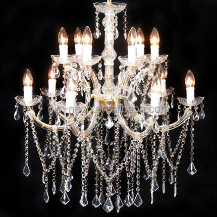 Luxury Gold Crystal Chandelier Pendant Light with 12 E14 Sockets for Living and Dining Rooms