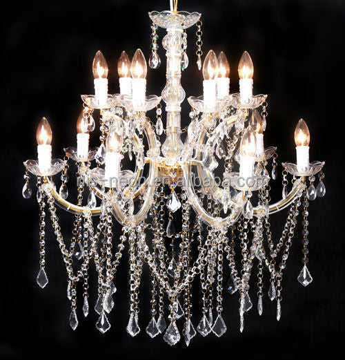 Luxury Gold Crystal Chandelier Pendant Light with 12 E14 Sockets for Living and Dining Rooms
