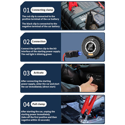 Portable Rechargeable Tyre Pump with Quick Inflate, Auto Stop & LED Safety Light