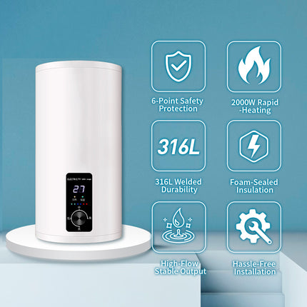 Electric Vertical Wall Mounted Hot Water Tank 2000W for Commercial Spaces