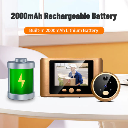 Smart Wired Door Viewer Camera with Indoor Screen, Full HD 1080P & Motion Sensor Security