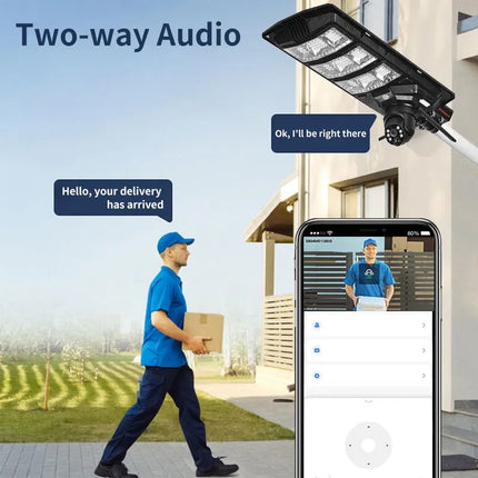 4MP 2K Solar PTZ Security Camera with Motion Detection and Street Light