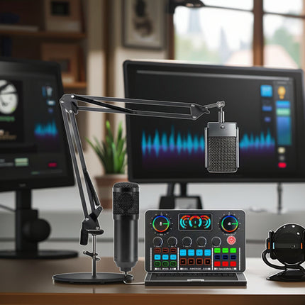 Portable Bluetooth Mixer with Microphone for Recording, Streaming & Mobile Use