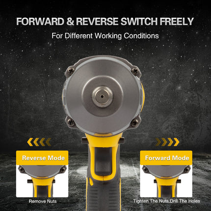 21V Cordless Impact Wrench Heavy Duty Brushless 1/2 Inch Drive with Lithium Battery