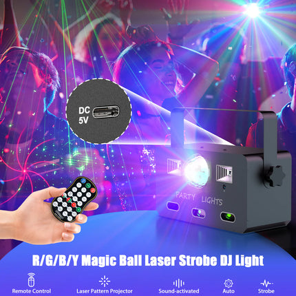 Smart RGB Laser Party Light with Music Sync, Remote Control & Multi-Effect Projection