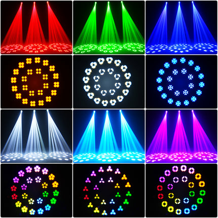 100W RGB LED Moving Head Stage Light with Multi Colour Effects and Pattern Projection for DJ Party Events