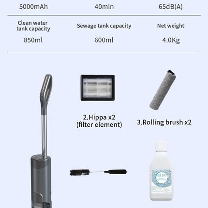Digital Voice Alert Cordless Floor Washer with Single Roller Brush – Wet & Dry Cleaning