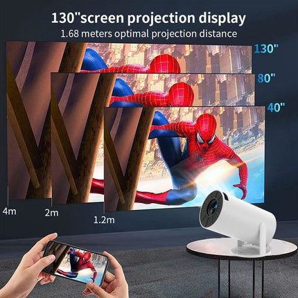 Portable 1080p Projector with Android 11 and 180° Rotatable Handle