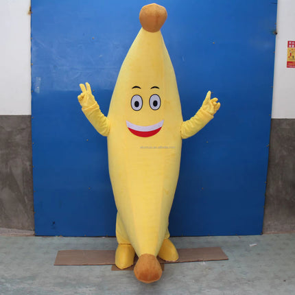 Adult Banana Mascot Outfit Soft Plush Full-Body Fruit Character Suit for Parties Events