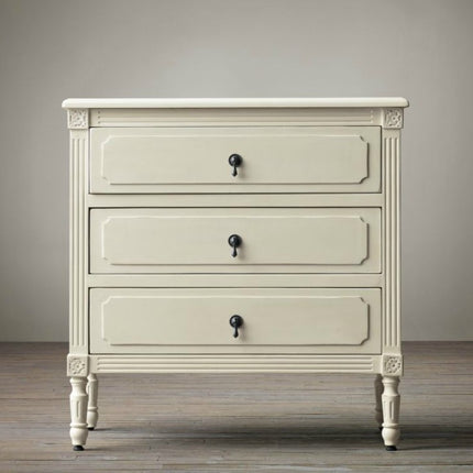 Solid Wood Living Room Side Cabinet with Three Drawer Storage Design