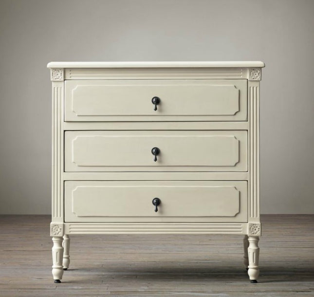 Solid Wood Living Room Side Cabinet with Three Drawer Storage Design