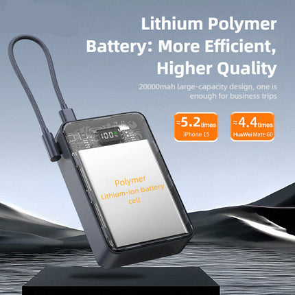 Portable Wireless Fast Charging Power Bank with Built-in Cable Carry-On Approved