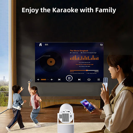 Smart Portable HD Projector with Android System, 4K Input & Dual Wireless Karaoke Mics