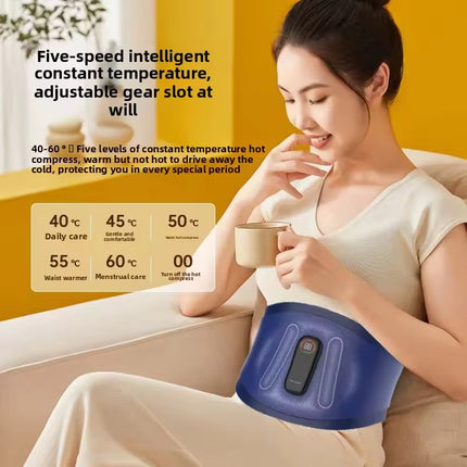 Portable Electric Waist Support Belt with Vibration and EMS Functions, Adjustable and Cordless