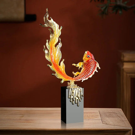 Decorative Crystal Fish Tabletop Ornament with Enamel Accents Artistic Sculpture