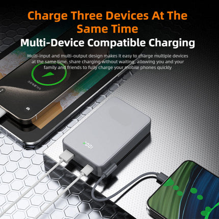 Portable Wireless Fast Charging Power Bank with Built-in Cable Carry-On Approved