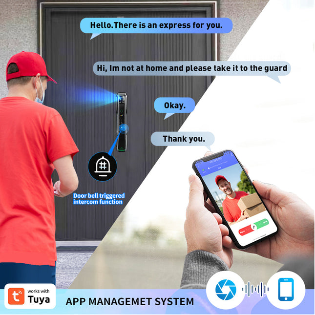 Automatic Smart Door Lock with Fingerprint, PIN Access and HD Indoor Screen