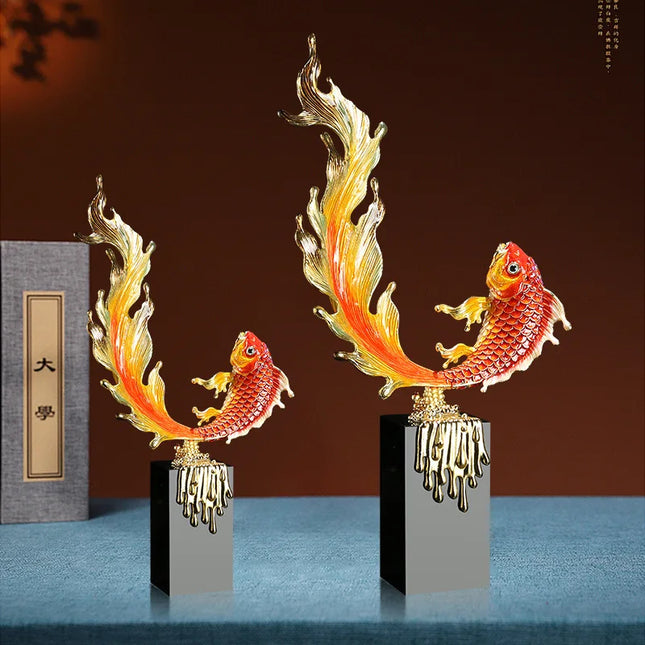 Decorative Crystal Fish Tabletop Ornament with Enamel Accents Artistic Sculpture