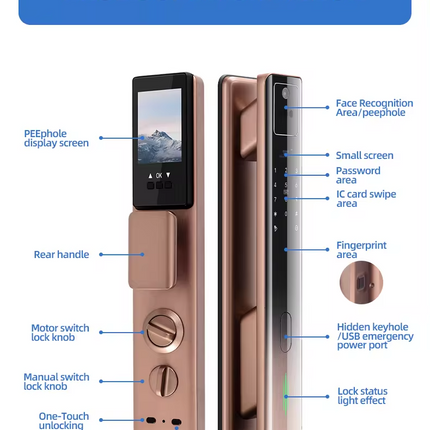 Smart Door Lock with 3D Face Recognition Fingerprint Password RFID Card and Tuya WiFi