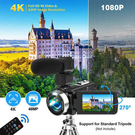 Ultra HD 4K Digital Camera for Content Creation with 42MP Sensor and Swivel Display – Black