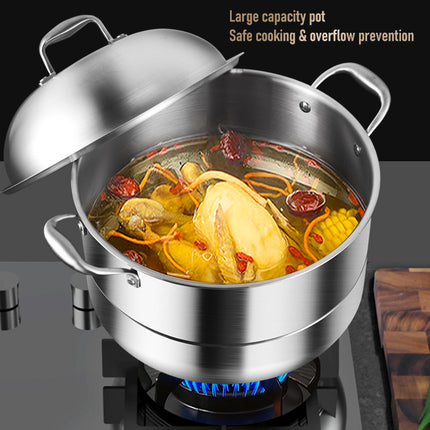 Heavy Duty Stainless Steel Steamer Pot with Steel Lid Multi-Purpose Kitchen Cookware