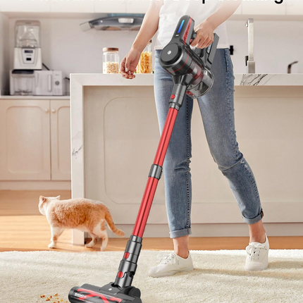 Lightweight Cordless Vacuum Cleaner with Anti-Tangle Floor Head, 0.8L Dust Bin and Rechargeable Battery